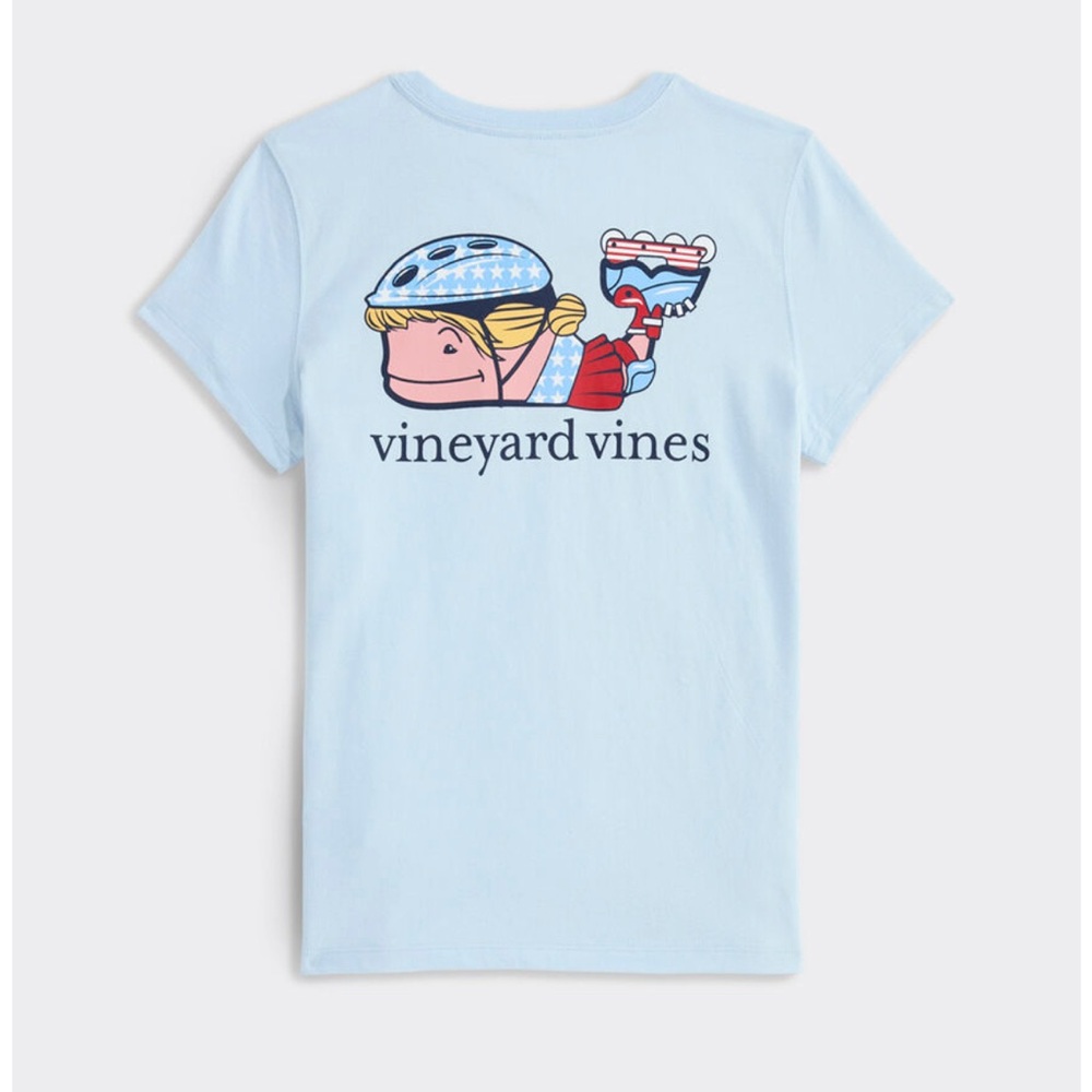 Girls' USA Rollerblading Whale Short-Sleeve Pocket Tee,  M